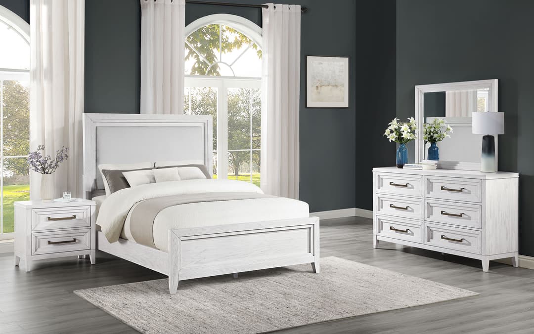 Marielle 4-piece Cal King Bedroom Set Distressed White 