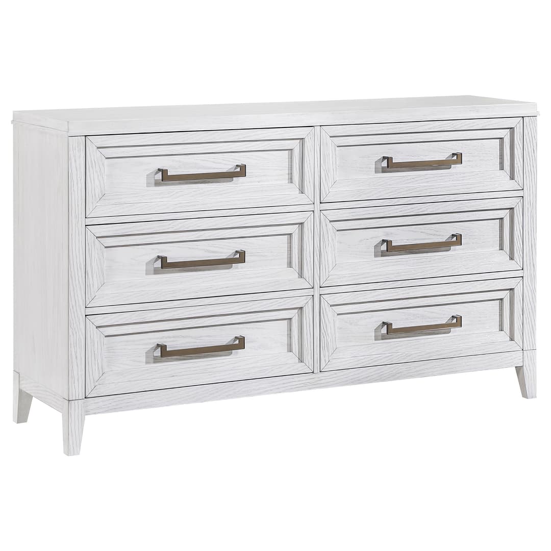 Marielle 6-drawer Bedroom Dresser Distressed White 
