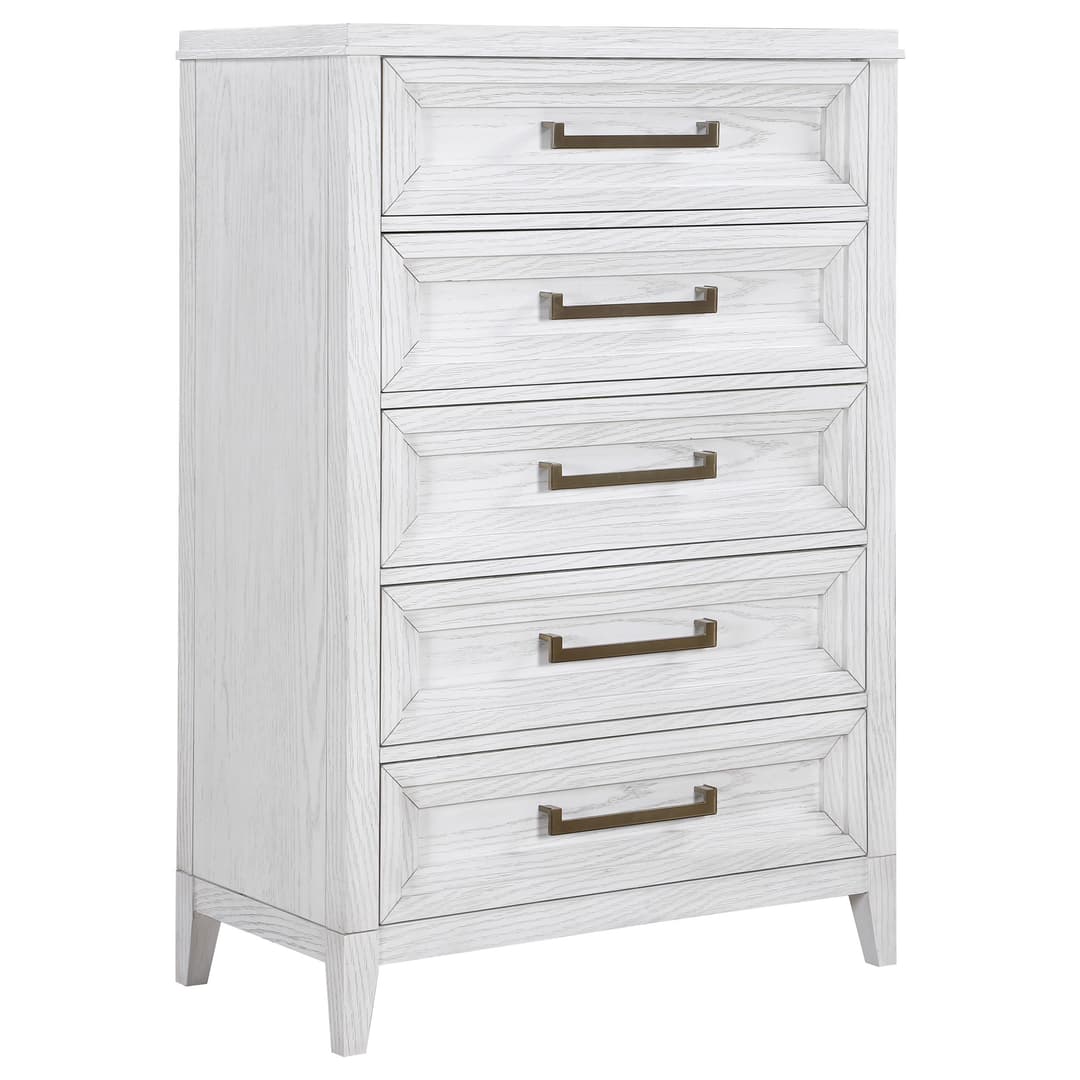 Marielle 5-drawer Bedroom Chest Distressed White 