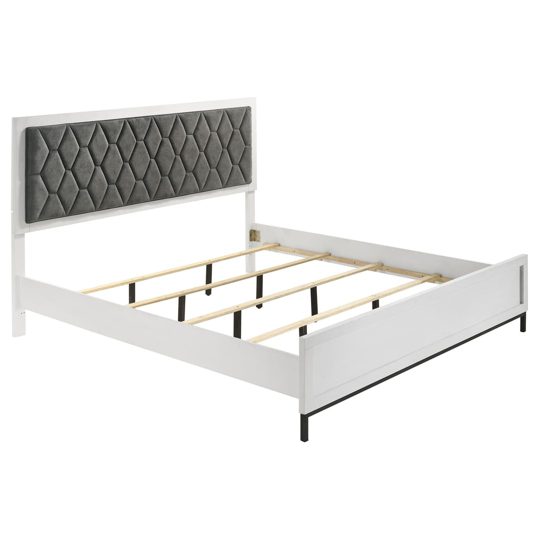 Sonora Eastern King Upholstered Panel Bed White 