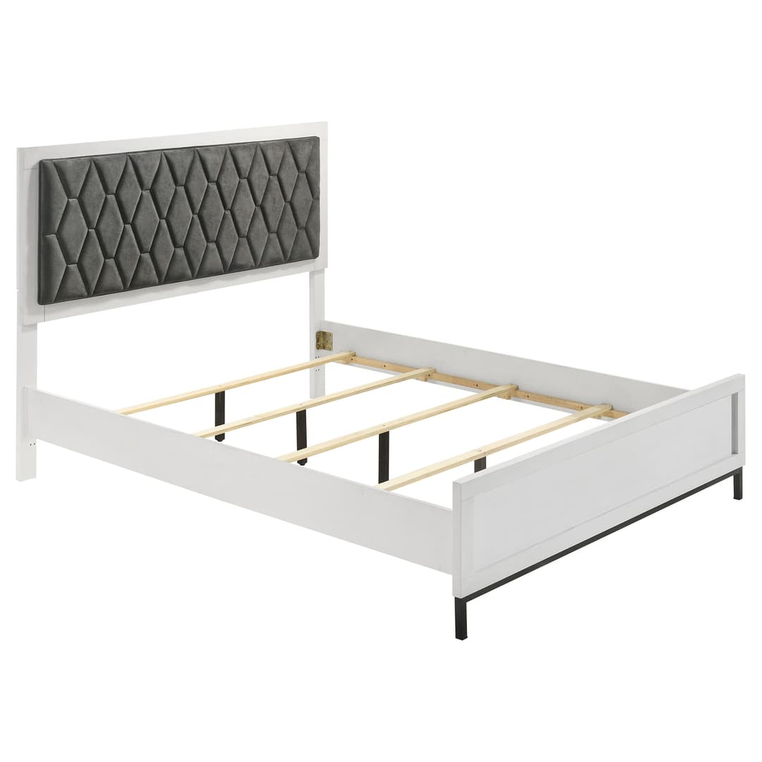 Sonora Queen Upholstered Panel Bed White 