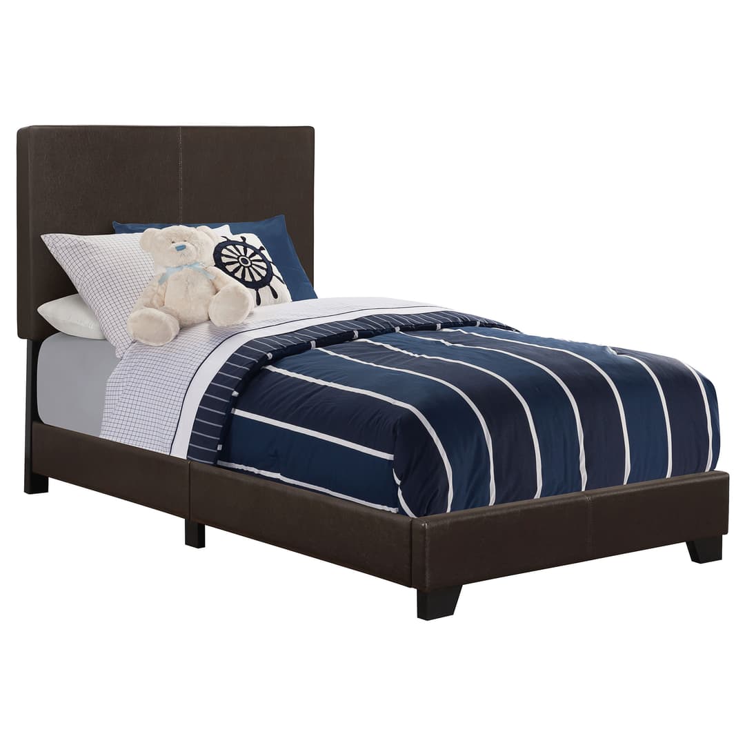 Dorian Faux Leather Upholstered Twin Panel Bed Brown