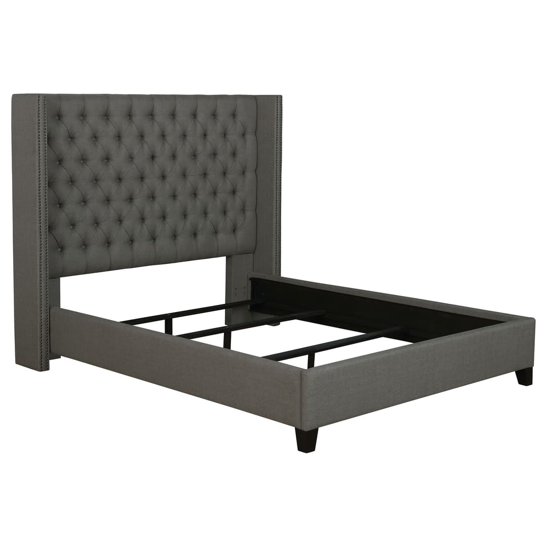 Bancroft Upholstered Eastern King Wingback Bed Grey