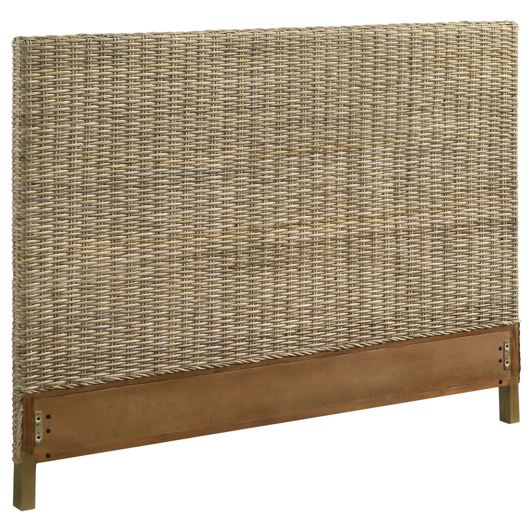 Zyla Woven Rattan Eastern King Panel Headboard Kubu Grey